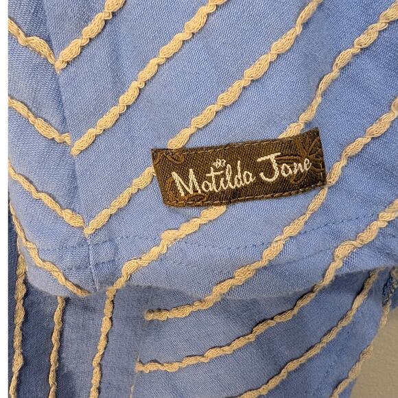 Matilda Jane Dress Exploration Knee Length Blue Stripe Coastal Chic - Size S - Picture 5 of 6